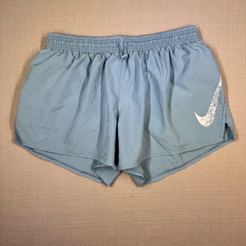Nike Womens Dri-FIT Running Shorts Blue Large Big Swoosh Size Large